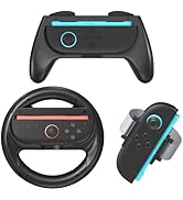 Younik 3 in 1 Switch 2 Accessories Kit with Steering Wheel, J-con Grip and Wrist Strap, Game Acce...