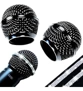 RhymKawa Mic Black Grille with Bling Microphone Decorative Band Crystal for Shuer SM58 Beta 58A R...