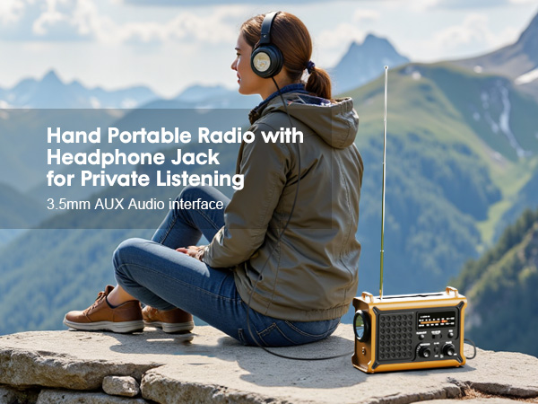 Hand Portable Radio with Headphone Jack for Private Listening