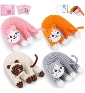 Fortuning's JDS Crochet Kit for Beginners, 4 Pack Funny Cat Crochet Kits, Animal Starter Crochet ...