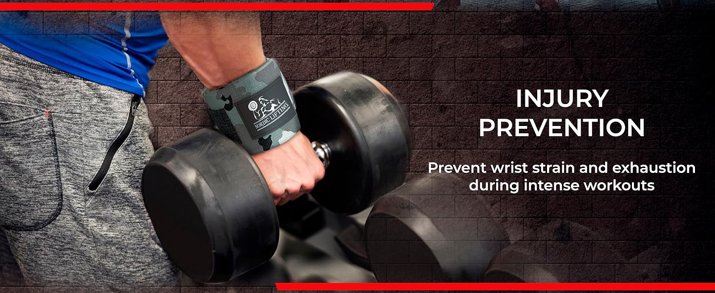 Powerlifting wrist wraps providing wrist stability during squat