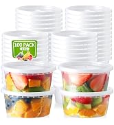 NEEBAKE 100 Set 8oz Deli-Containers-with-Lids-Airtight-Food-Storage-Containers-Plastic-Storage-Co...