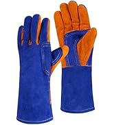 Cxqunzon Leather MIG Welding Gloves - Thick Premium Cow Split Leather, Heat Fire Resistant for We...