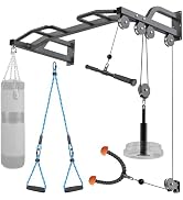 Kipika 48" Wall Mounted Multifunction Cable Pulley System Gym, 48" Wall Mounted Pull Up Bar, Cabl...