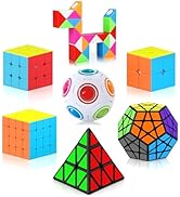 Vdealen Speed Cube Set, 7 Pack Puzzle Cube Bundle Fidget Ball 2x2 3x3 4x4 Pyramid Dodecahedron Ra...