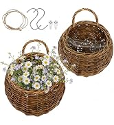 DOITOOL 2PCS Woven Hanging Wall Basket Rattan Wall Planter, Wicker Handmade Baskets Rustic Flower...