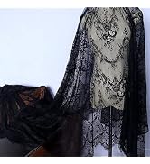 IDONGCAI Black Chantilly Lace Fabric, 60 Inch Wide | 3 Yards, Eyelash Trim