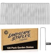 Joyhalo 6 Inch 120 Pack Landscape Staples 11 Gauge Galvanized Garden Staples, Heavy Duty Landscap...