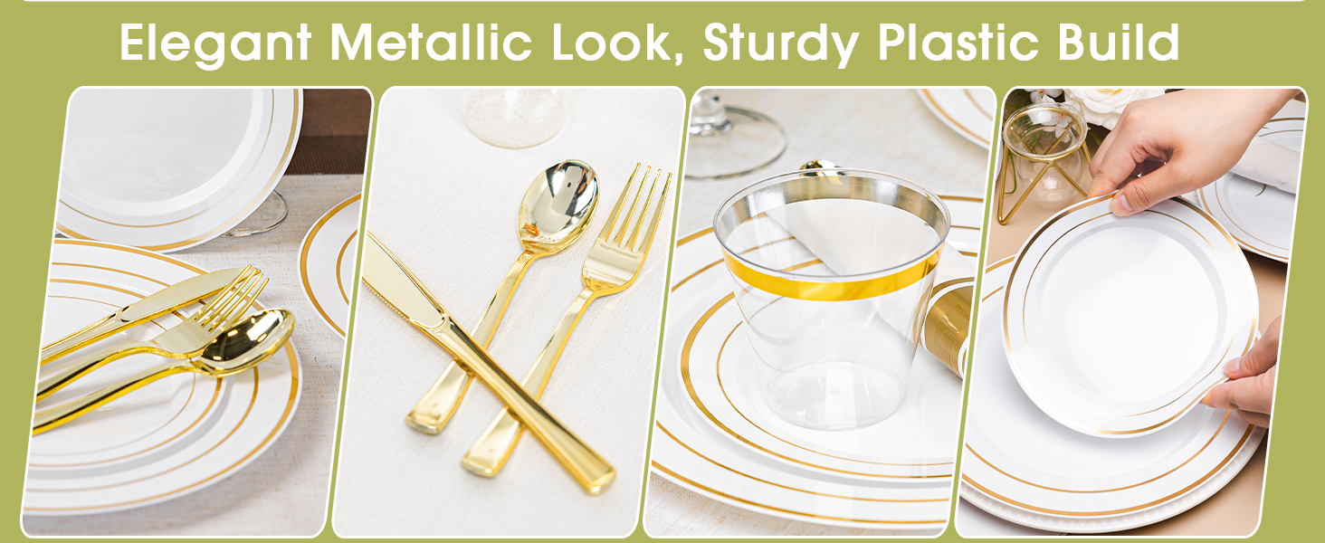 Gold Plastic Dinnerware Set