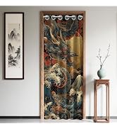 CHGCRAFT Dragon Door Curtain Waves Doorway Curtain Oriental Room Divider Curtains Folding Doors C...
