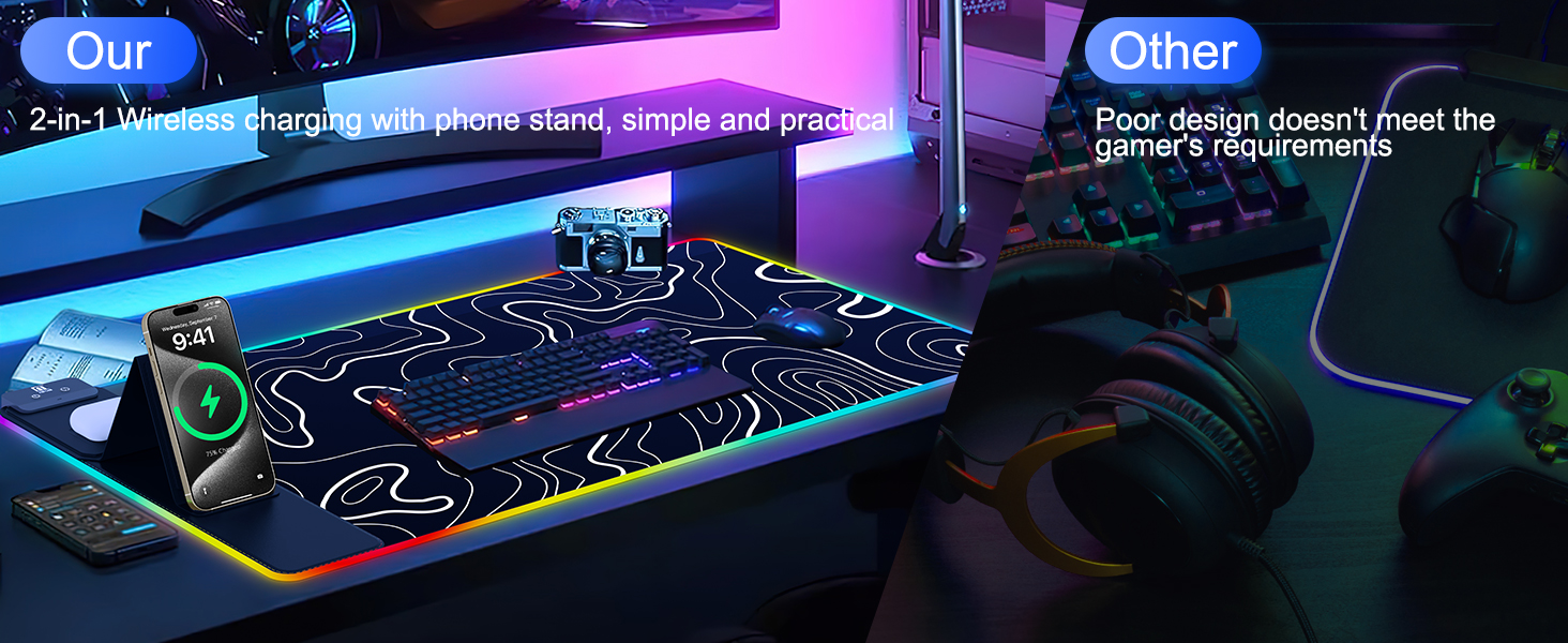 mouse pad gaming with wireless charging