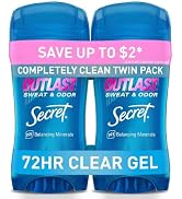 Secret Outlast Antiperspirant Deodorant for Women, 72hr Sweat & Odor Protection, PH Balancing Min...