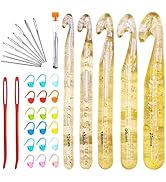 Mayboos 37 Pcs Huge Crochet Hook Set,9 Pieces Large Eye Blunt Needles,12mm-25mm Large Size Yarn C...