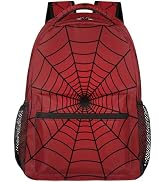 Ackutea Kids Backpack for Boys Girls 6-10, Red Spider Web Toddler School Bag 16 Inch Bookbag Day-...