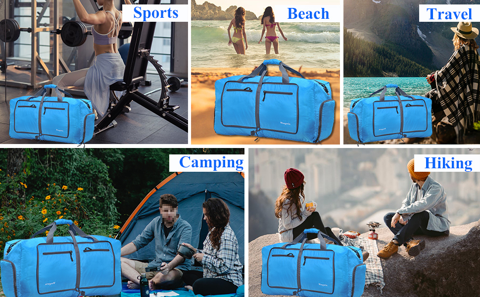 Woogwin Travel Duffel Bag Large Foldable Waterproof Overnight Bag for Beach Swim
