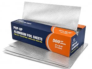 BronzeOx 12 x 10.75-inch pop-up aluminum foil sheets, 500-count box.