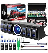 Nilight 6 Gang Rocker Switch 12V Panel Relay Box Circuit Control System with 80A Circuit Breaker ...