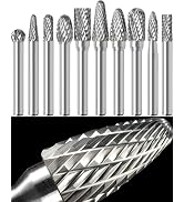Sworker 10Pcs Carbide Burr Set 1/4 Shank w/Clear Box Max Head Dia 10mm Die Grinder Bits Rotary To...