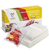 Vesta Precision Vacuum Sealer Bags for Food, 8" x 12" & 6" x 10" 200 Count (100 Quart and 100 Pin...
