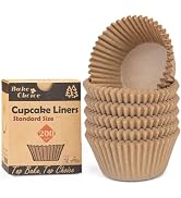Bake Choice Non-stick 200pcs Standard Cupcake Liners for Baking, Natural, Food-grade Cupcake Wrap...
