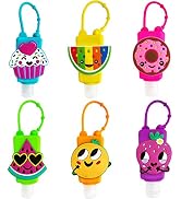 VHOPMORE 6Pcs Travel Size Kids Empty Hand Sanitizer Bottles with Keychain Holder Detachable Silic...