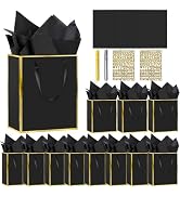 12 Pack DIY Metallic Paper Gift Bags With Handles, Tissue Paper And Painting Pens, 9"X7"X3" 5 Sen...