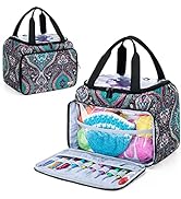 LoDrid Small Yarn Storage Bag with 2 Grommets, Portable Knitting Tote for Knitting Kit & Crochet ...