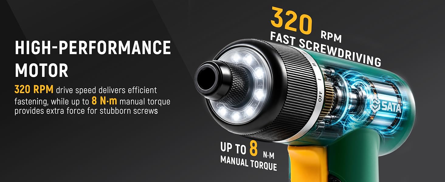 320 RPM cordless power screwdriver with efficient fastening performance