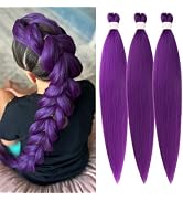 Gozill Purple Braiding Hair Pre stretched Non Toxic Prestretched Hypoallergenic Braiding Hair Ext...