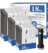 NESCCI Travel Vacuum Bags for Clothing with Rechargeable Wireless Air Pump,18 Pack Compression Se...