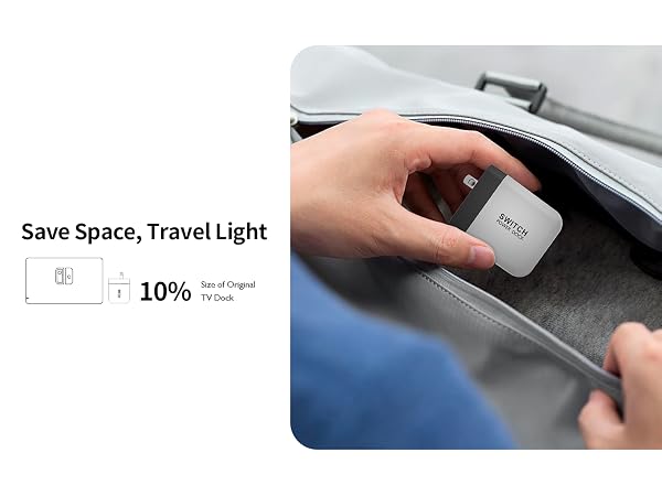 Portable Switch Dock, Save Space, Travel Light, 10% Size of Original TV Dock