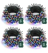 Battery Operated Christmas Lights - 4 Pack Total 66ft 200 LED Battery String Lights 8 Modes Water...