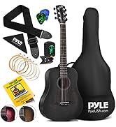Pyle Beginner Acoustic Guitar Starter Pack 34” ½ Junior Size 6 Linden Wood Instrument w/Accessori...