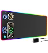GIM RGB Gaming Mouse Pad with Simultaneous Charging for Phone & iWatch, LED Mouse Mat 800x300x4MM...