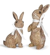 MicoSim Rattan Effect Resin Bunny Easter Decor,Table Rabbit Easter Decorations,Spring Bunnies Dec...
