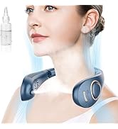 Neck Fan with Mist Spray,Bladeless Folding Neck Fans that Blow Cold Air,Portable Necklace Fan Rec...