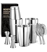 KITESSENSU Boston Cocktail Shaker Set, 8-Piece Professional Bartender Kit with Stainless Steel Ma...