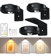 WILLED Picture Lights for Wall, 1200mAh Rechargeable Battery Operated Picture Frame lights, Puck ...