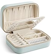 NGVRC Genuine Leather Travel Jewelry Organizer Case with Mirror for Women, Small Mini Portable Je...