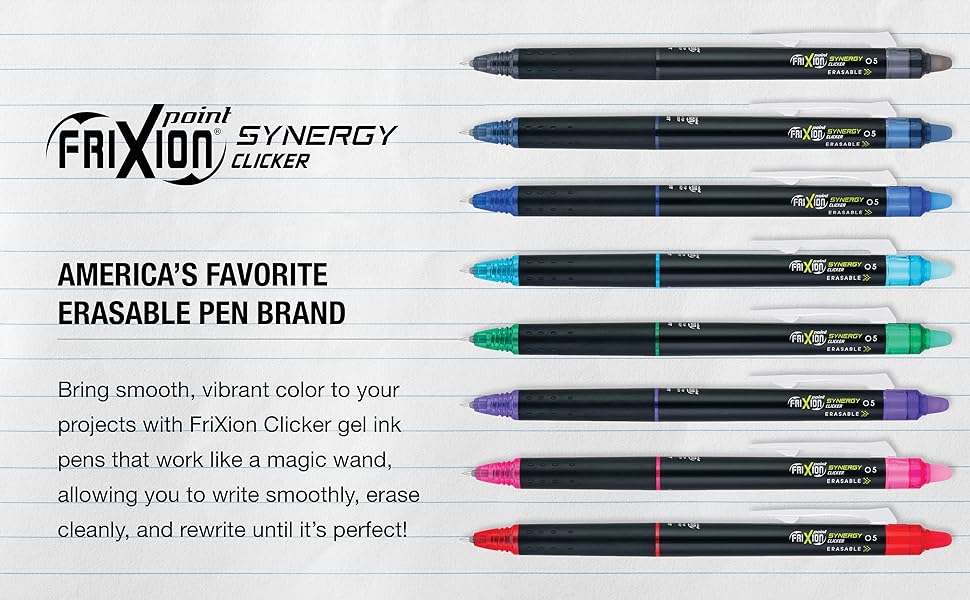 Bring smooth, vibrant color to your projects with FriXion Clicker gel ink pens