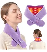 Cordless Neck Heating Pad for Pain, Neck Massager with 660nm 850nm Red Light, Heated Neck Wrap wi...