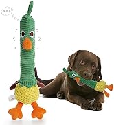Nocciola 2 in 1 Duck Dog Toy with a Large Rubber Squeaker - Durable Stuffed Squeaky Crinkle Chew ...