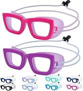 Vvinca Kids Swim Goggles, 2 Pack Toddlers Swimming Goggles Bungee Strap No Hair Pulling Anti-Fog/...