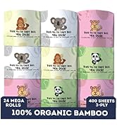 MOTHER EARTH Bamboo Toilet Paper - Ultra Soft & Strong 3-Ply Bath Tissue, 400 Sheets Per Roll, Hy...