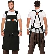 DILLMAN Woodworking Apron for Men Shop Apron Thick Canvas Work Apron with Tool Pockets