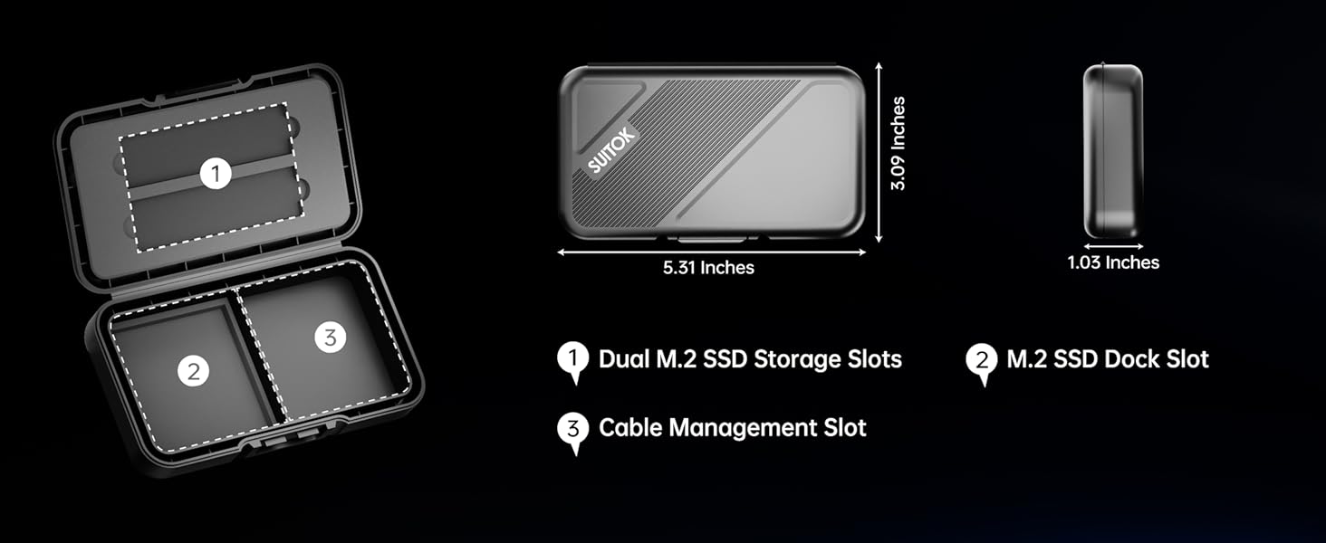 Tool-free NVMe reader external for quick SSD swapping without screws.