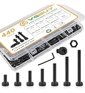VGBUY 440Pcs M3 Screws Kit for 3D Printer DIY,220Pcs M3 Screw (6-25mm),220Pcs M3 Nut,Hex Socket H...