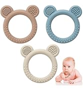 Eascrozn Teething Toys for Babies 0-6 Months, 3 Pack Silicone Baby Toys 6 to 12 Months, BPA Free ...