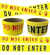 2Pcs Halloween Decorations Caution Tape - 2 inch x 164 feet Do Not Enter Caution Tape Roll Yellow...