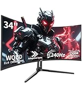 ZZA 34 Inch Curved Monitor, Gaming Monitor 240HZ 1500R 3440 * 1440P, Ultra Wide Computer Monitors...
